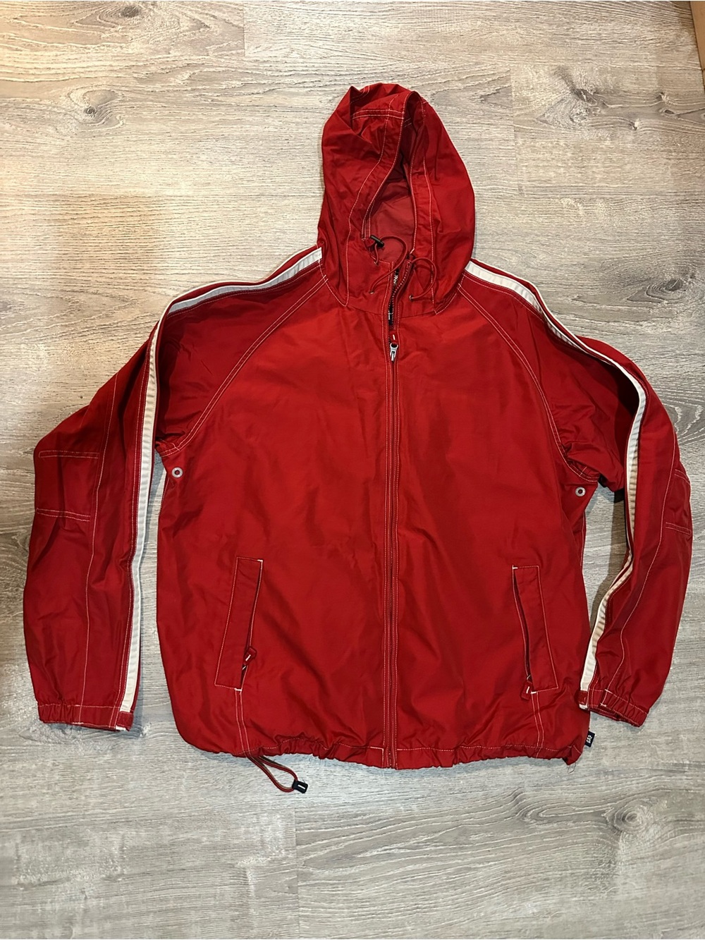 GAP Red Hooded Windbreaker Jacket XL Full Zip Lightweight Track Coat
